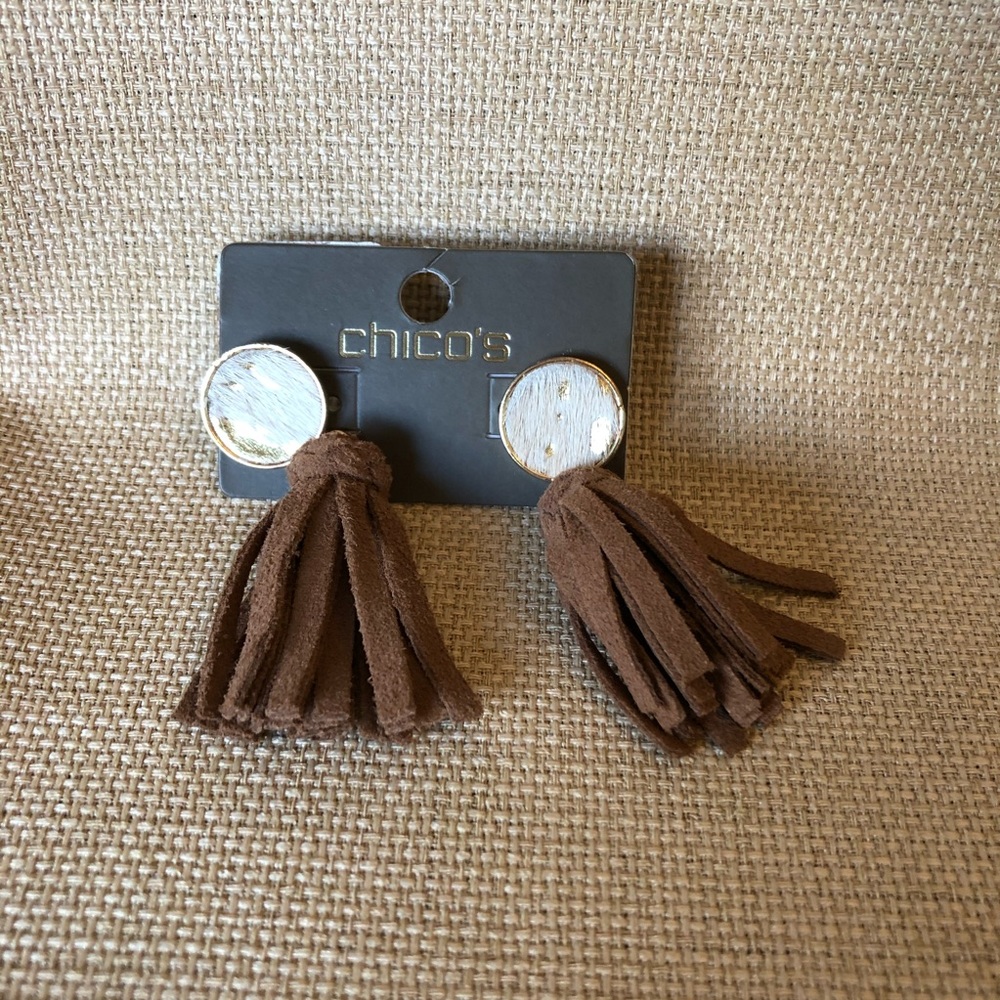 Chico's Brown Suede Cowgirl Themed Pierced Earrings